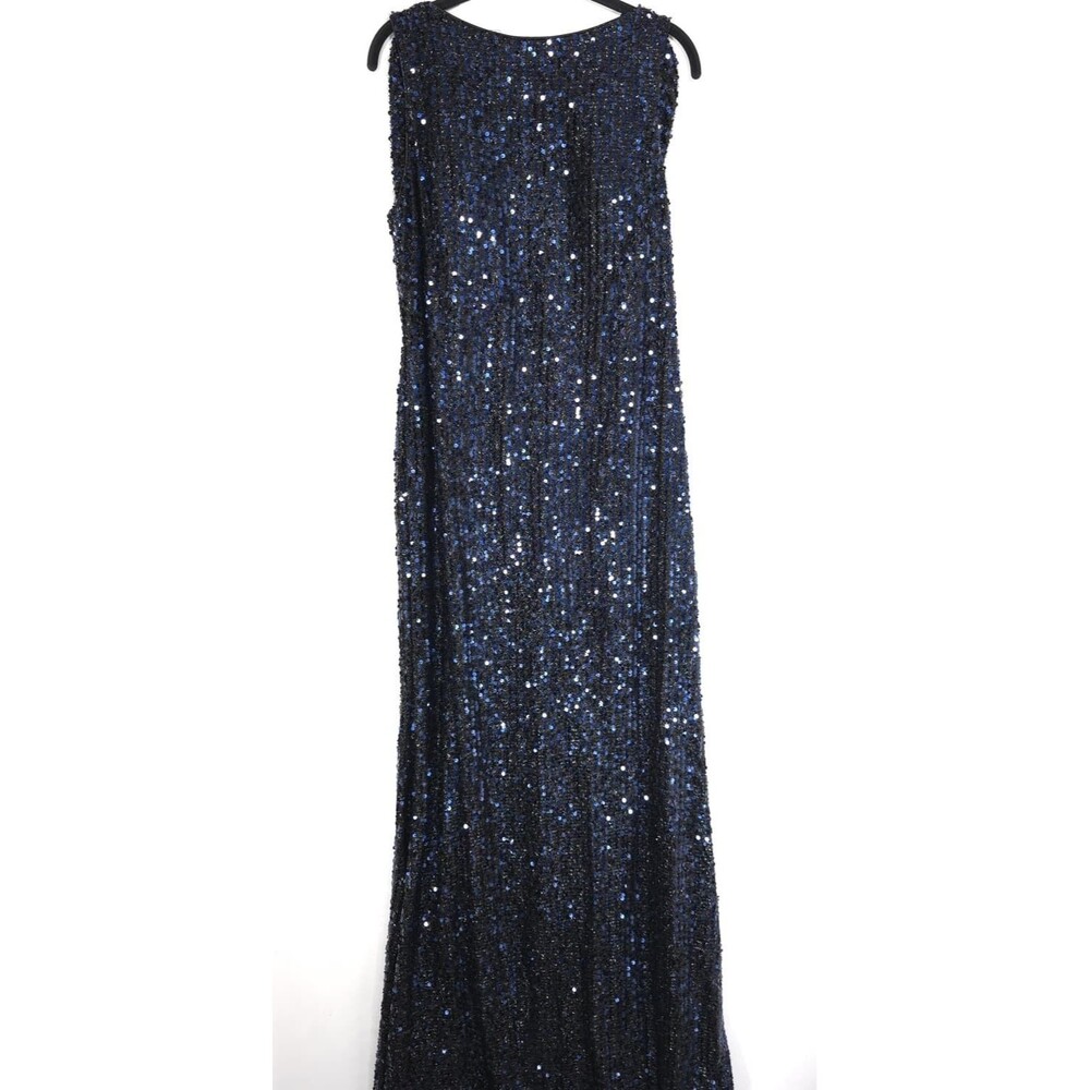 IEENA MAC DUGGAL New Sequin Evening‎ Dress Blue Black Maxi 10 Midnight 26331